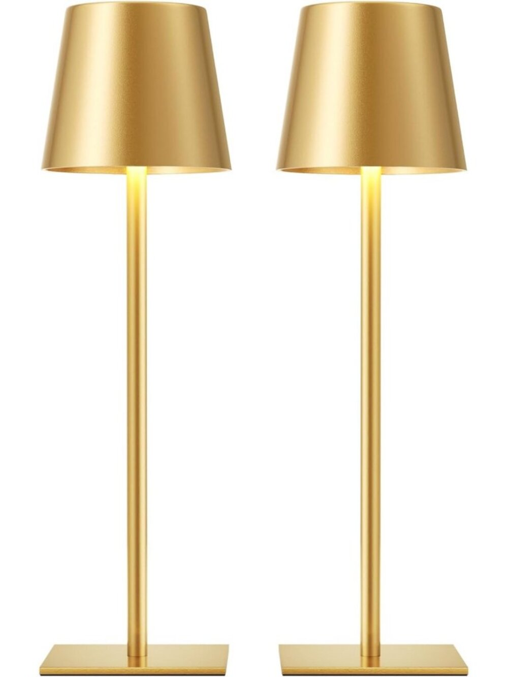 Stylish Gold Rechargeable Table Lamp - Cordless Battery Operated, Modern Design
